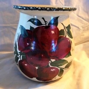 Home and Garden Apple Utensil Holder Vase  Stoneware Bowl 5.75"